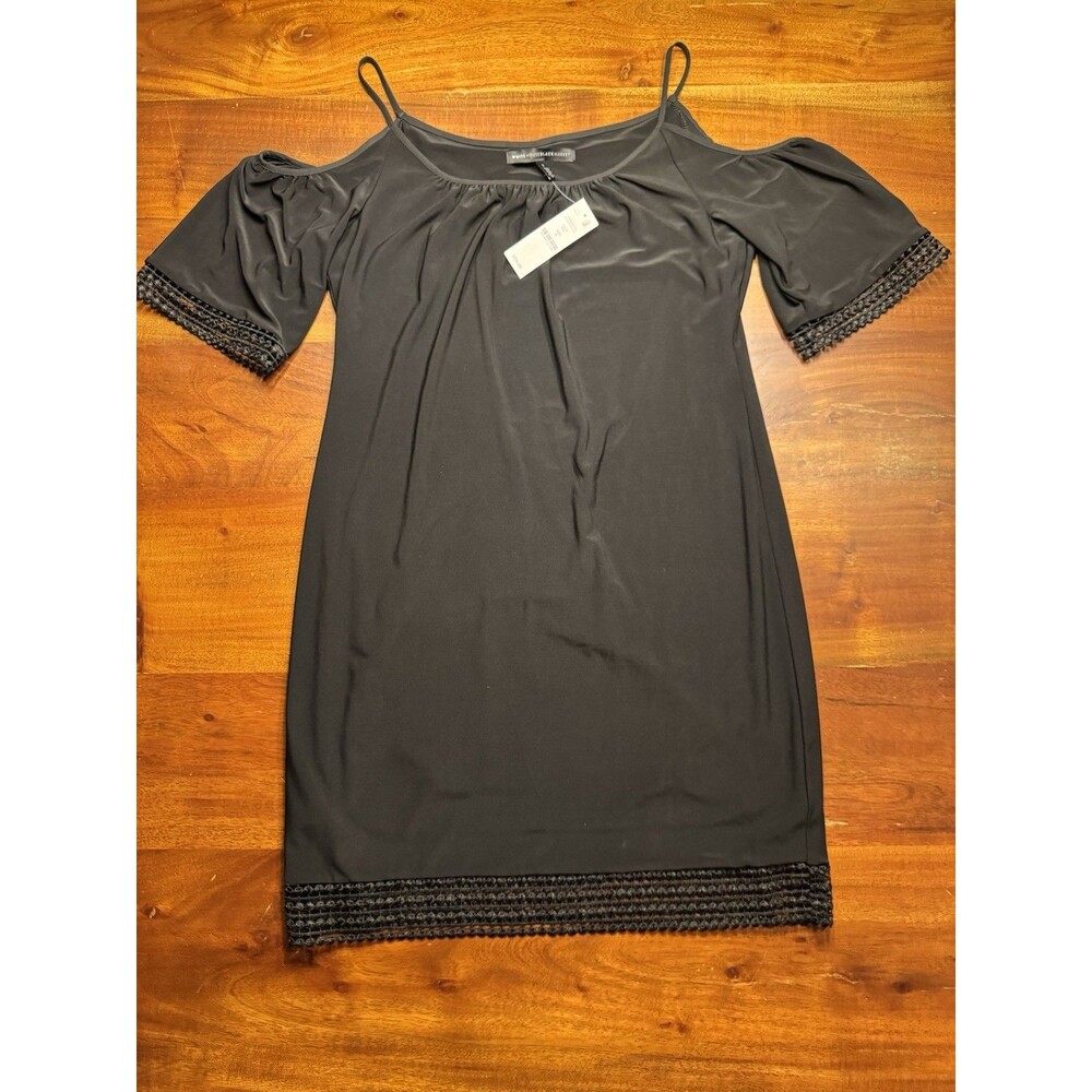 White House Black Market Cold Shoulder Dress S Short Sleeve Embroidered - NWT